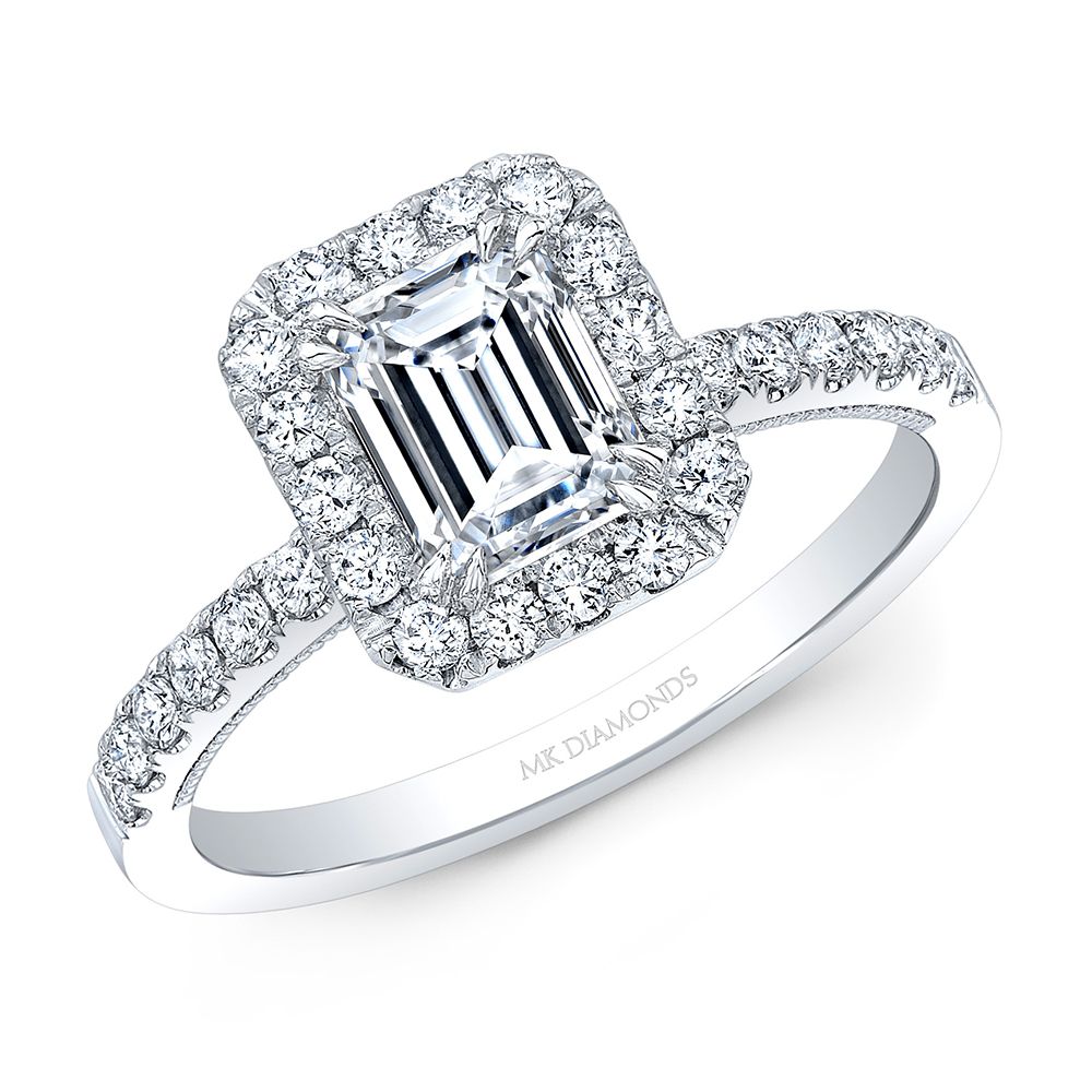 Emerald Cut Diamond Complete Engagement Ring