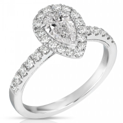 1/2 CT CENTER PEAR SHAPE HALO DIAMOND ENGAGEMENT RING CPS.50-W