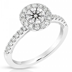 3/4 CT CENTER ROUND HALO DIAMOND ENGAGEMENT RING CRB.70-W