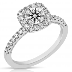 3/4 CT CENTER ROUND CUSHION HALO DIAMOND ENGAGEMENT RING CRBC.70-W