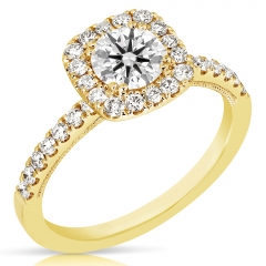 3/4 CT CENTER ROUND CUSHION HALO DIAMOND ENGAGEMENT RING CRBC.70-Y