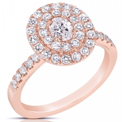 1/3 CT CENTER OVAL D-HALO 1 CTW DIAMOND ENGAGEMENT RING DHOV.30-R